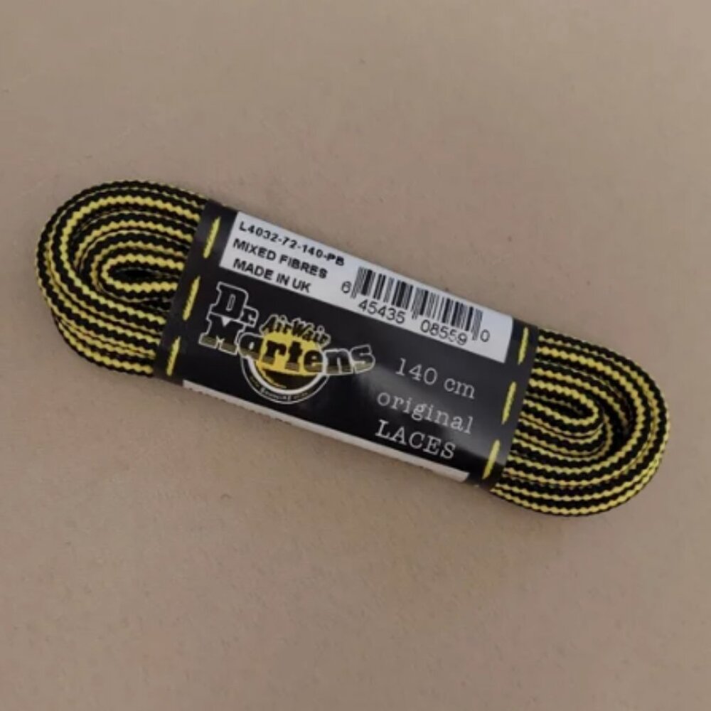 New Vintage Dr. Martens Black and Yellow Laces 140cm Made in UK